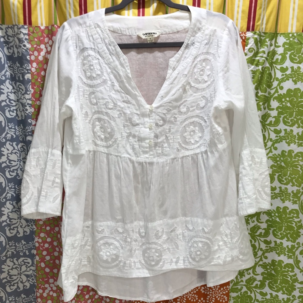 White Flowy Grecian Blouse
